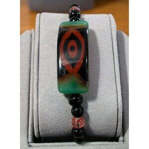 Tibetan Dzi Bead Focal Point Bracelet Adjustable